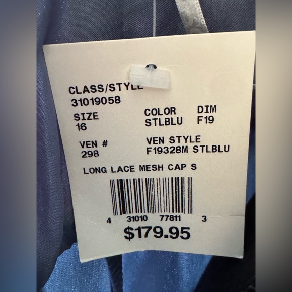 David's Bridal bridesmaid formal Light Blue Lace Maxi Dress NWT 16 - Picture 9 of 9